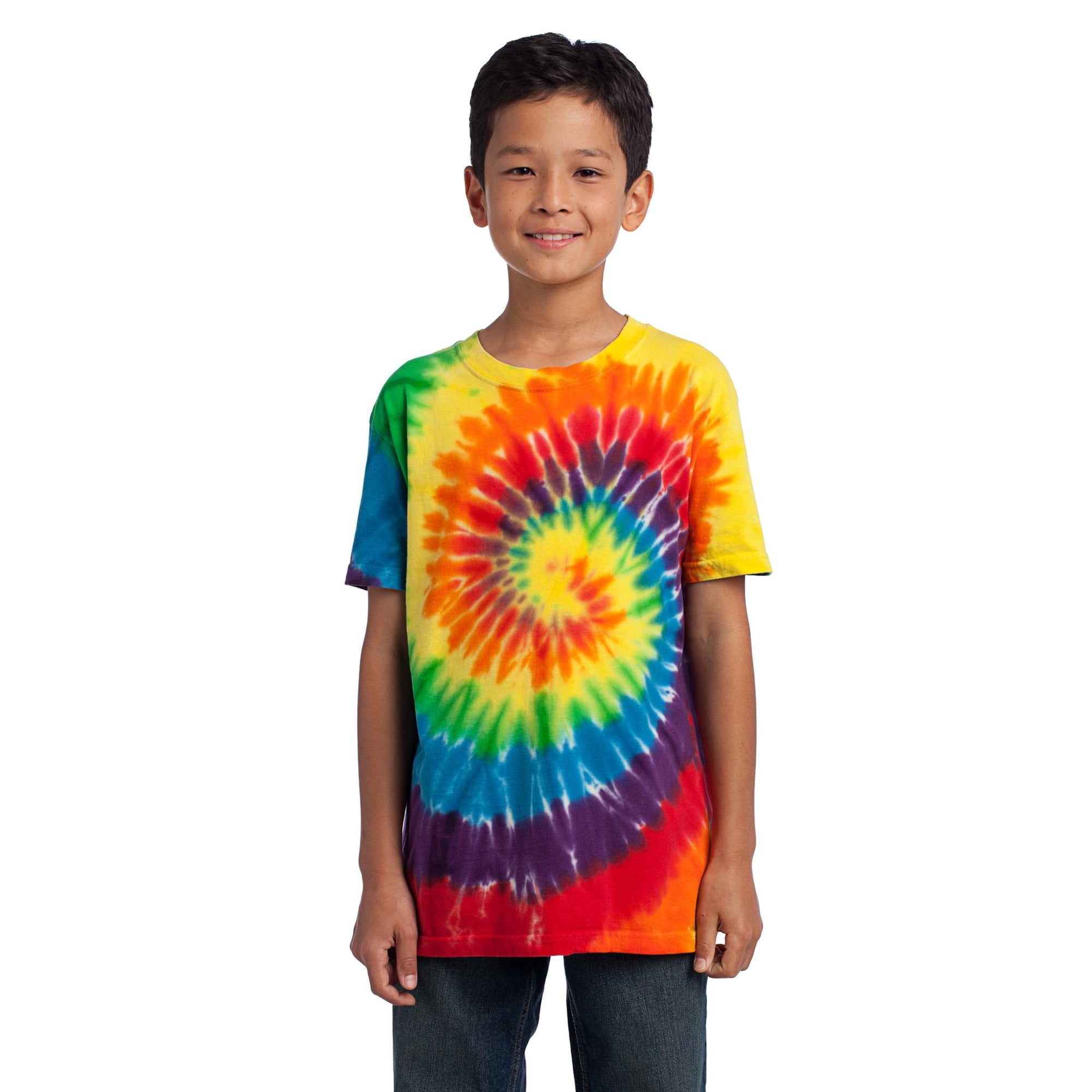 Port & Company Boys Tie-Dye T-Shirt - Maroon Tie Dye, 100% Cotton, Size XS, Prepared-for-Dye Blank