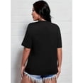 thumbnail image 4 of Women'S Casual T-Shirt with "Back & Body Hurts" Letter Print, Knit Fabric, Crew Neck, Short Sleeve, Medium Stretch, Pullover for Spring/Summer Tee For Adult, Men, Women, Teen, Teenager, Adolescent, 4 of 6