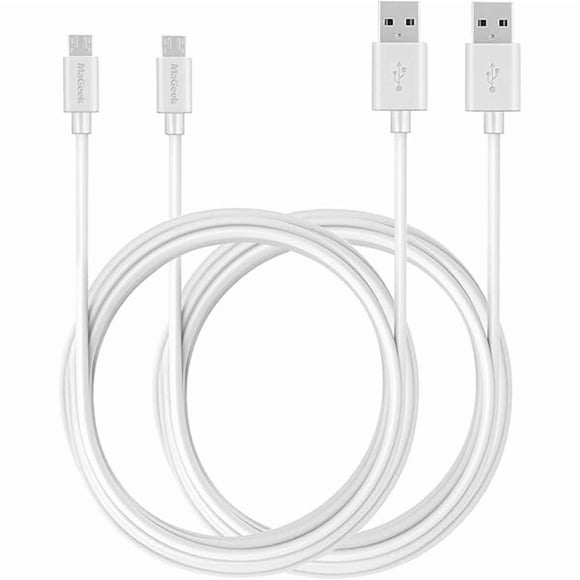 LujingZ [Pack of 2pcs] 10ft / 3.0m Premium Extra Long Micro USB to USB Cable High Speed USB 2.0 A Male to Micro B for Samsung, HTC, Sony, Motorola, LG, Google, Nokia and More(White)