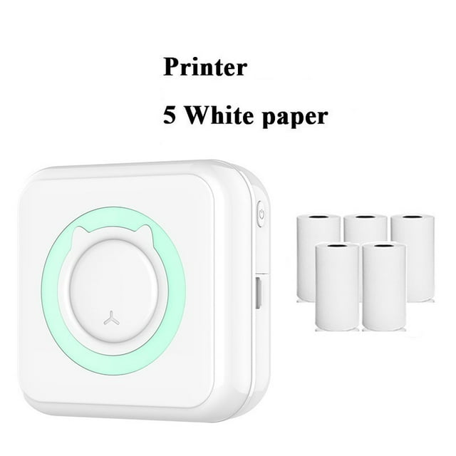 Mini Portable Thermal Printer Paper Photo Pocket Thermal Printer Printing Wireless BT Connect Printers 200dpi Photo Lable(Blue)