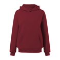 thumbnail image 5 of Women's Fashion Oversized Drop Shoulder Long Sleeve Sweatshirt Solid Color Hooded Sweatshirt for Comfortable Fit,Wine,M, 5 of 6