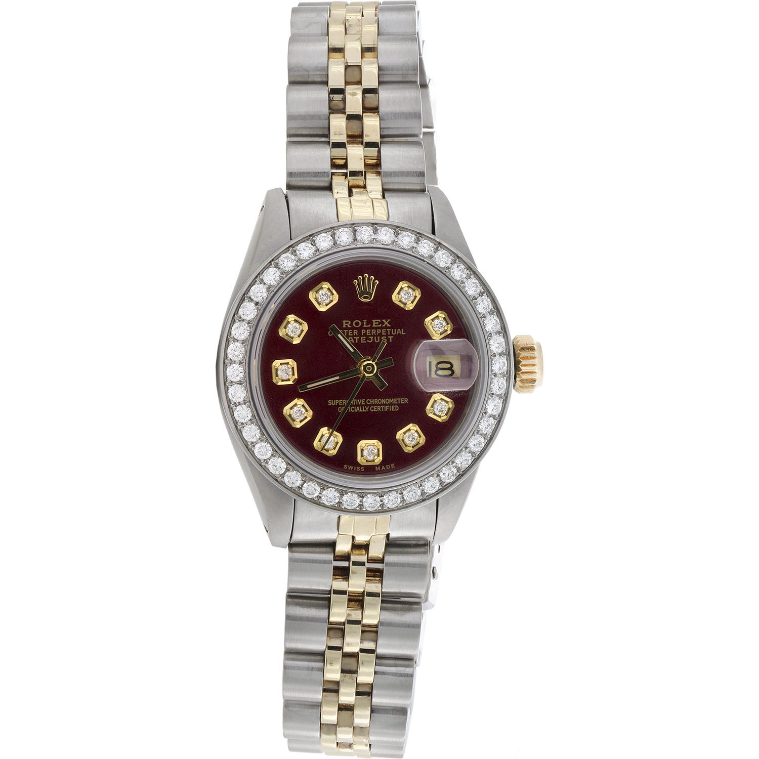 Ladies 6917 Rolex DateJust Jubilee 18K Gold / Steel Diamond Watch Red Dial 1 CT. - image 1 of 11