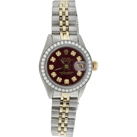 Ladies 6917 Rolex DateJust Jubilee 18K Gold / Steel Diamond Watch Red Dial 1 CT.