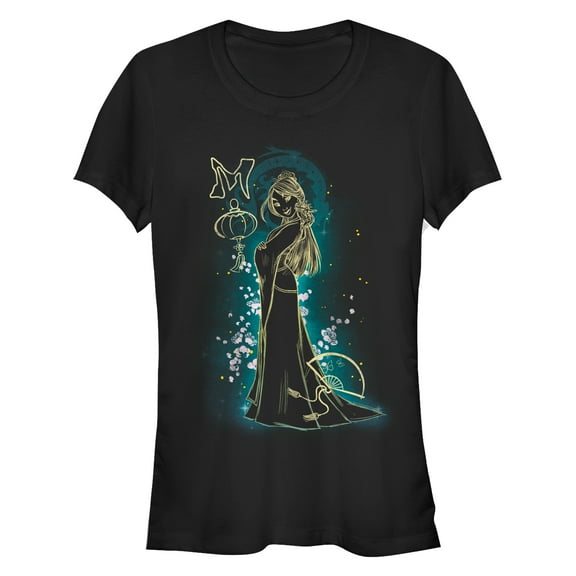 Junior's Mulan Blossom Beauty  Graphic Tee Black Large
