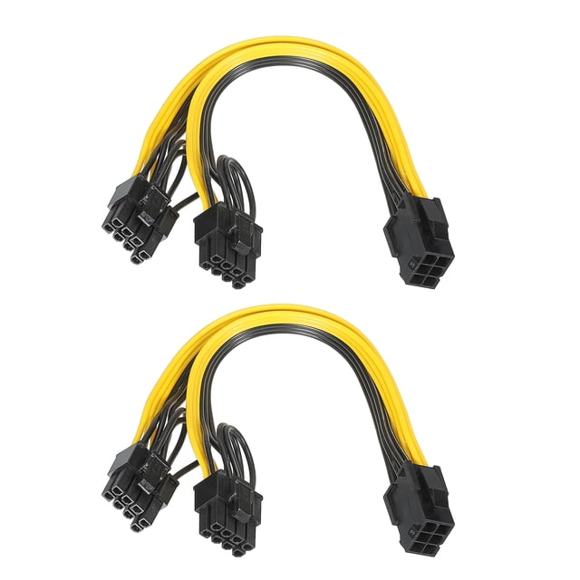 Unique Bargains PCIe Cable 6 Pin to Dual 8 Pin (62) Male GPU Cable Extension PCI Express Power Adapter Cable 220mm/8.7' , 2pcs