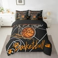 thumbnail image 2 of Manfei Basket Player Bedding Sets Twin Size,Sport Sports Comforter Sets with Sheets,Balck Orange Bed in a Bag Twin Size For Boy,Microfiber Room Decor Reversible,7-Piece, 2 of 7