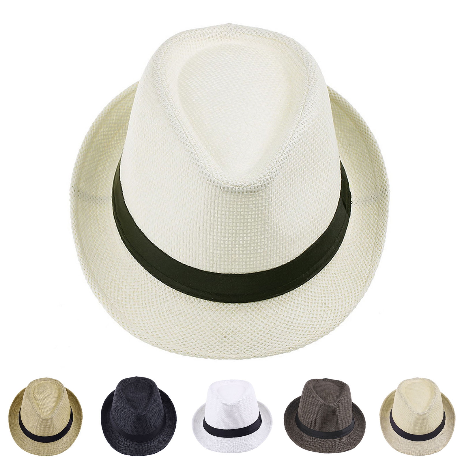 Unisex Casual Contrast Color Curled Brim Braided Straw Roll  display picture 1