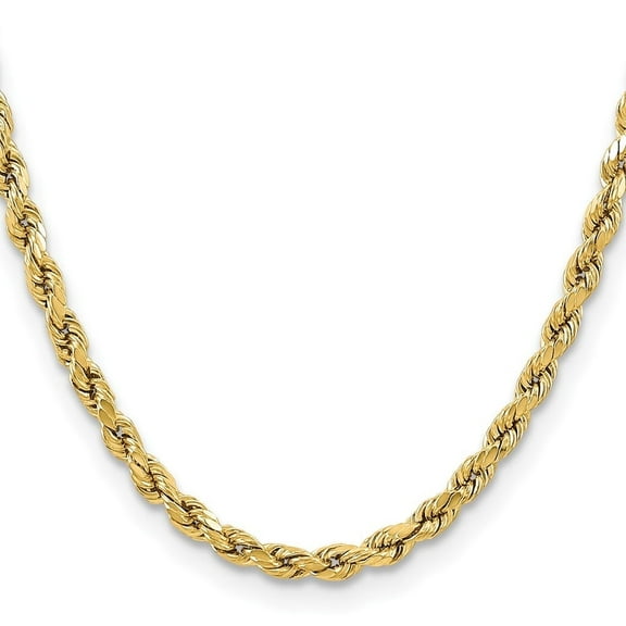Diamond2Deal 10K Yellow Gold 5.5mm Semi-Solid Diamond-Cut Rope Chain Necklace for Women 16"