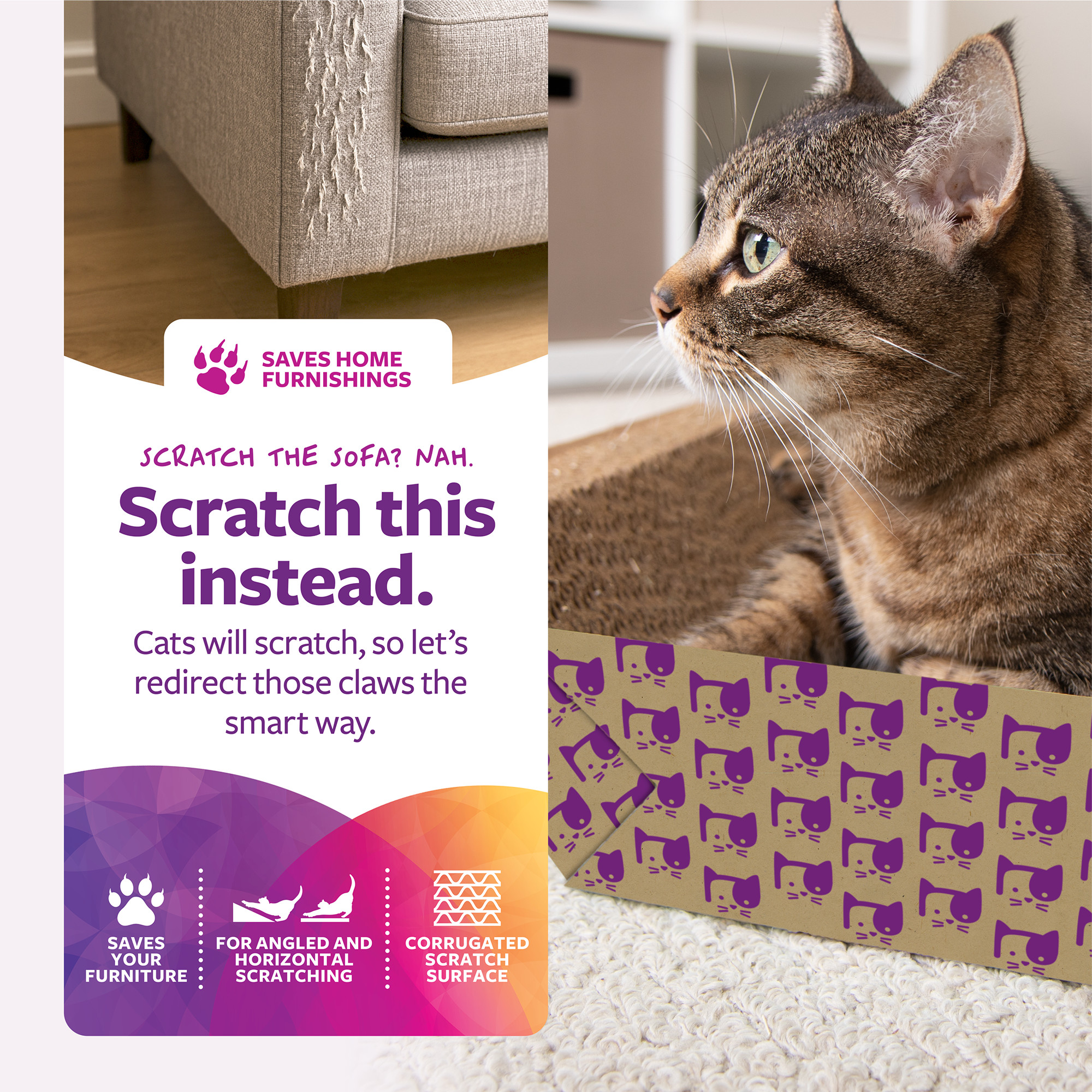 SmartyKat Super Scratcher Chaise with Catnip, Brown photo 2