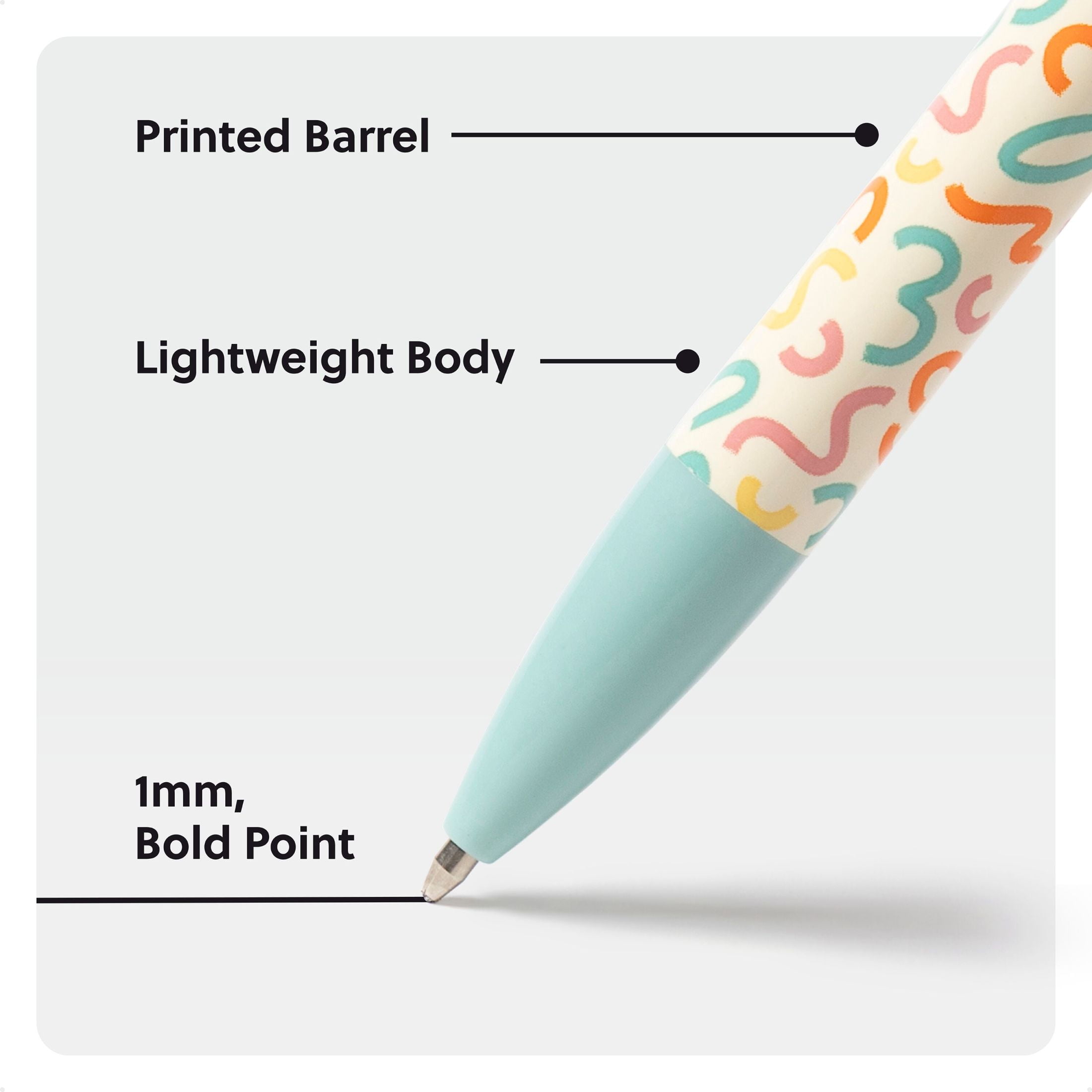 U Brands Laguna Ballpoint Pens, 6 Count, Colorful Cubist, Bo