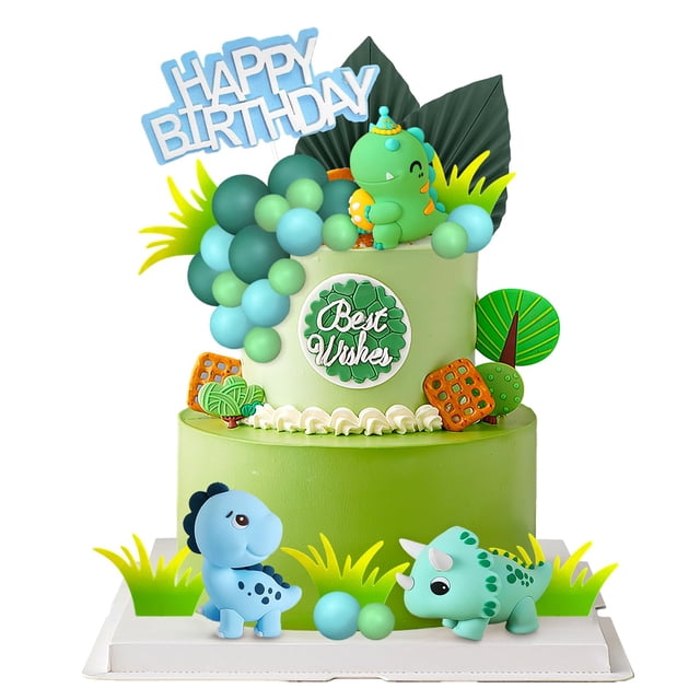 26 decoraciones de pastel de dinosaurio, lindas decoraciones de pastel de dinosaurio, con bolas para fiesta de cumpleaños, niño, niña, baby shower, fiesta tem&aacu