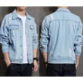 thumbnail image 3 of Abrigos vaqueros para hombre, chaqueta vaquera negra para hombre con agujero, otoño, invierno, 2024, prendas de vestir exteriores elásticas al precio más bajo, informal, nuevo, 3 of 5