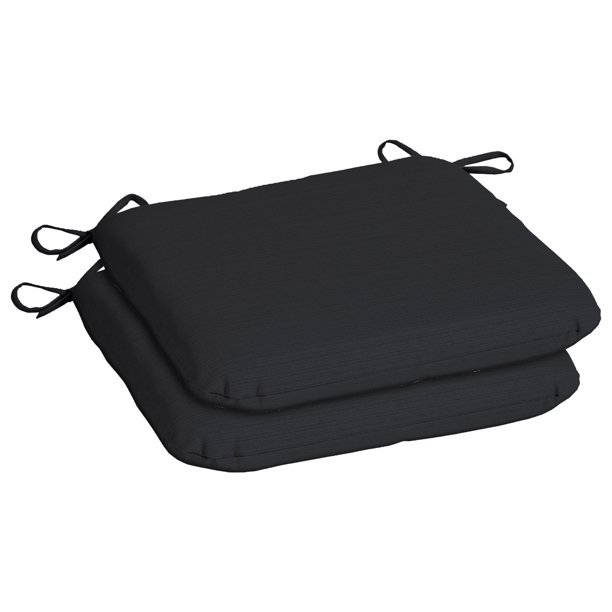 Mainstays 15.5" x 17" Black Rectangle Outdoor Seat Pad (2 Pack