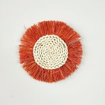 ERDOUY Boho Wall Baskets Decor Hanging Rustic Rattan Wicker Wall Baskets Round Wall Art for Farmhouse Living Rooms Bedrooms Kitchen Decorations (Large ,Red)