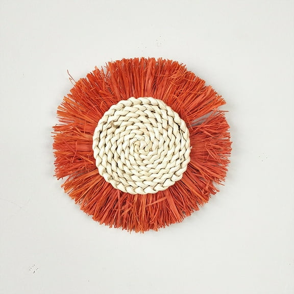 ERDOUY Boho Wall Baskets Decor Hanging Rustic Rattan Wicker Wall Baskets Round Wall Art for Farmhouse Living Rooms Bedrooms Kitchen Decorations (Large ,Red)