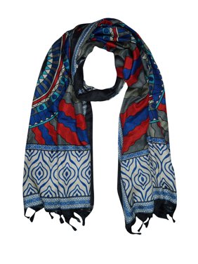 Mogul Womens Fashion Silk Blend Scarves Hair Scarf Shawl Yoga Wear Printed Long Wraps Stole Indian Style