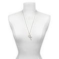 thumbnail image 3 of Delight Jewelry Silvertone I love to Cheer with Pink Heart I Set You Apart Engraved Cross Zoey Necklace, 28", 3 of 4