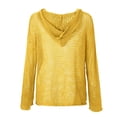 thumbnail image 4 of Women's V Neck Sweater Long Sleeve,Hollow Out Knit Hoodies Crochet Top Beach Lightweight Blouse Yellow S, 4 of 8