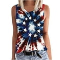 thumbnail image 2 of Fartey Womens Independence Day Tank Tops American Flag Patriotic Tees Casual Summer Sleeveless Crew Neck Shirts Plus Size 4th of July Patriotic Tanks Blue XXXXL, 2 of 5