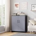 thumbnail image 2 of STANI Metal Storage Cabinet Gray Black,  2 Doors, 2 Shelves, Locabble, 35.5" x 31.5" x 15.7", 2 of 10