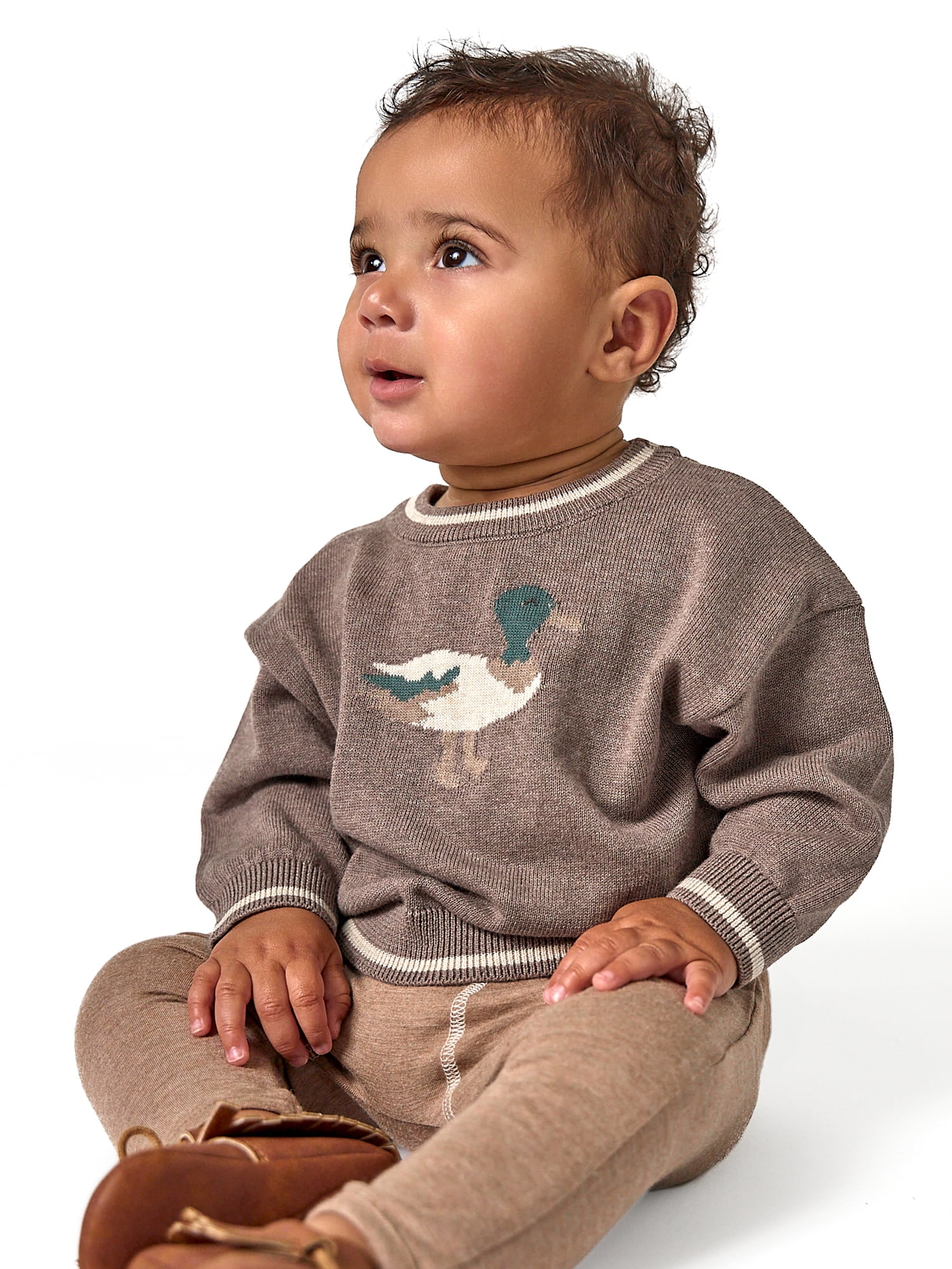 Modern Moments by Gerber Baby Boy Jaquard Sweater with Tipping Detail, Sizes 0/3 Months - 24 Months