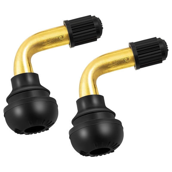 LADYGYM 2-Pcs PVR50 Valve Stem Bent 90 Degree Angled, Brass Stem, Snap-in Rubber Base, Compatible with Most Tubeless Tire Rim, Motorcycle Scooter ATV (Applicable Diameter 8.8mm)