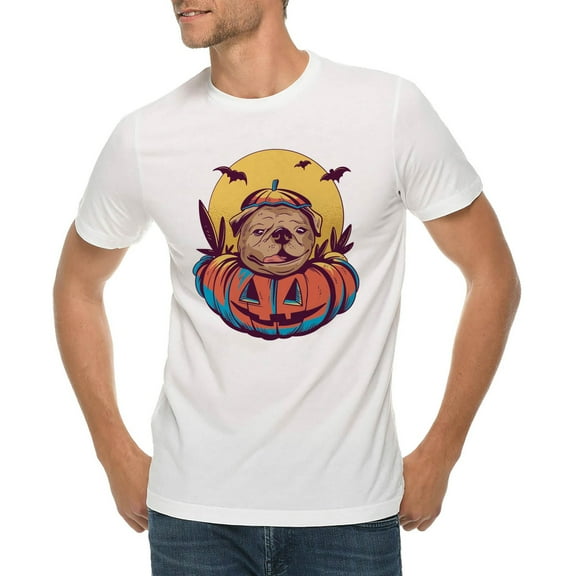 Plus Size Pumpkin Dog Graphic Design Deluxe Jersey T-Shirt - White 3XL