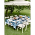 thumbnail image 4 of Outdoor Tablecloth with Umbrella Hole for Patio/Picnic/Party/Camping, Ocean Set Sail Waterproof Table Cloth Rectangle Table Cover Washable, Sailboat Sea Waves Blue Coral Coastal Starfish (60"x 102"), 4 of 8