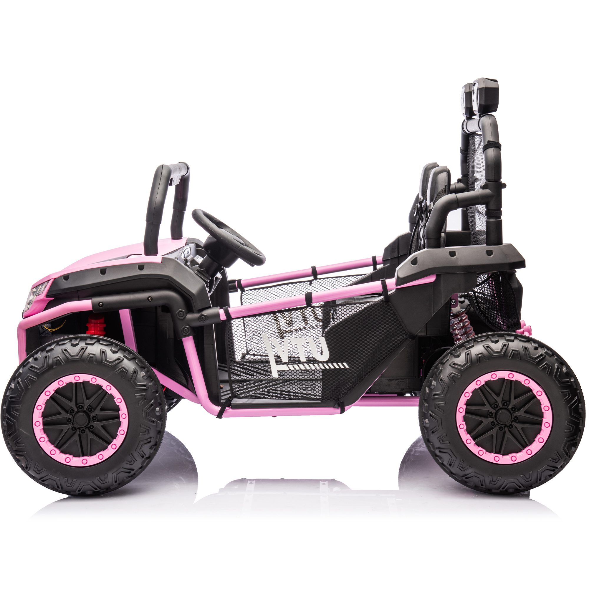 Hikiddo 24V 10Ah Ride on Toy, 4WD 2-Seater Electric Ride on Car UTV for Big Kids with Remote, 4*200W Motors - Pink