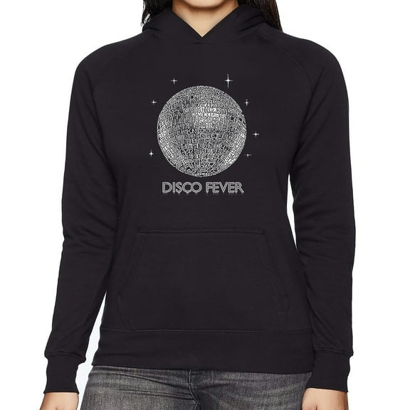 LA Pop Art Women's Word Art Hooded Sweatshirt -Disco Ball