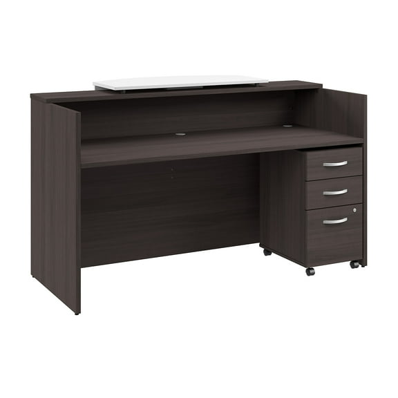 Arrive 72W x 30D Reception Desk with Drawers in Storm Gray - Engineered Wood