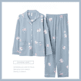 thumbnail image 4 of Conjunto de pijama de manga larga de algodón 100% para mujer de otoño cárdigan fino para personas mayores de mediana edad adecuado para el hogar, 4 of 5