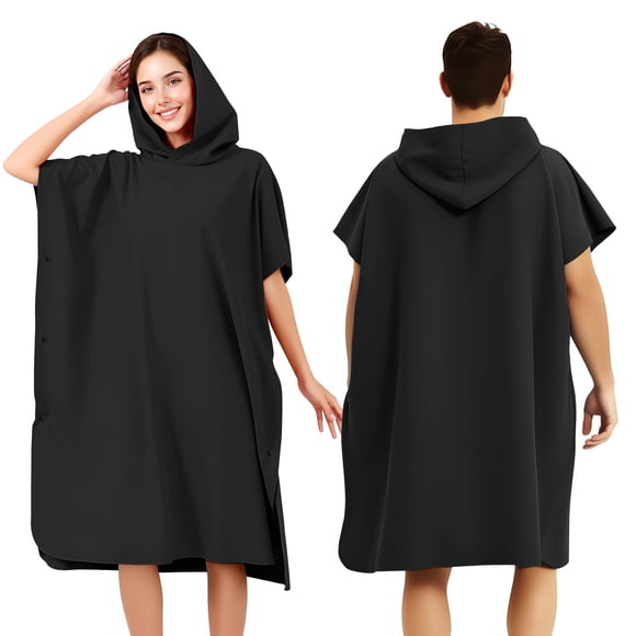 Bonbell Poncho Microfibra Natacion, Bata para Natacion Secado Rápido y Cómodo, Bata de Baño con Capucha, Poncho de Toalla para Cambiarse para Mujeres y Hombres en Play