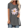 thumbnail image 6 of Tuphregyow Womens Clothes Short Sleeve Round Neck Tunic Tops Daisy Graphic Tee Y2K Clothing Loose for Leggings Pullover Casual Blouse Summer Plus Size T Shirts for Women Green L, 6 of 9