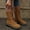 Khaki, variant on LSLJS Women's Winter Solid Mid-tube Flat Front Strap Round Head Side Zipper Snow Boots, Women's Flats Mid Calf Boots