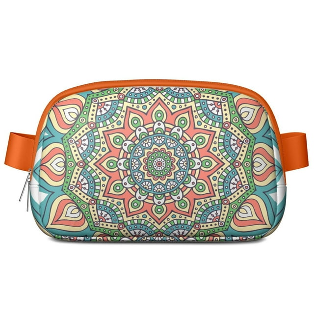 Geometric Mandala Belt Bag - Folk Style Pattern Adjustable Fanny Pack for Sports Enthusiasts