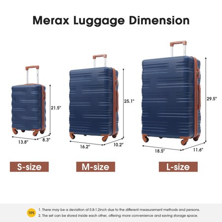 3 Pcs Lightweight Luggage Sets (20"24"28") Spinner Suitcase w/TSA Lock Expandable Hardshell Travel Suitcase Sets for Family of 3
