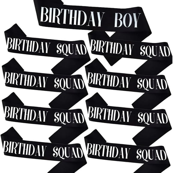 1 pcs Birthday Squad Sashes for Boy, Black Birthday Boy Sash Set for Funny 10th 11th 13th 16th 18th 21st or Other Birthday Party Favors Decorations