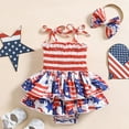 thumbnail image 2 of LIIPEE Girls Onesie Summer Cute Strappy Sleeveless Ruffled July Ou 4Th Striped Printed Pleated Dress Bodysuit With Headband Infant Versatile Photoshoot One-Pieces,Red2,3-6 Months, 2 of 9