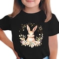 thumbnail image 2 of Amidoa Crewneck Girls Short Sleeve Graphic T-shirt Cute Summer Soft Casual Tops Black,120, 2 of 5