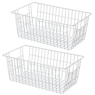 Wire Storage Freezer Baskets, Large 15.2 Farmhouse Organizer Storage Bins  Fridge Basket Rack with Handles for Kitchen Cabinets, Pantry, Office