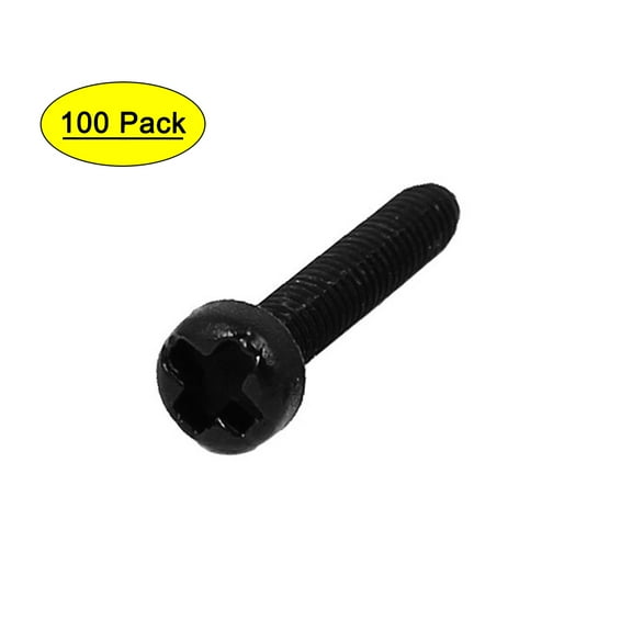 M2x12mm  Round Head Nylon Machine Screw Bolt Fastener Black 100pcs