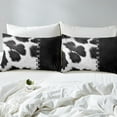 Black and White Cowhide Queen Sheet Set for Boys,Patchwork Cow Print