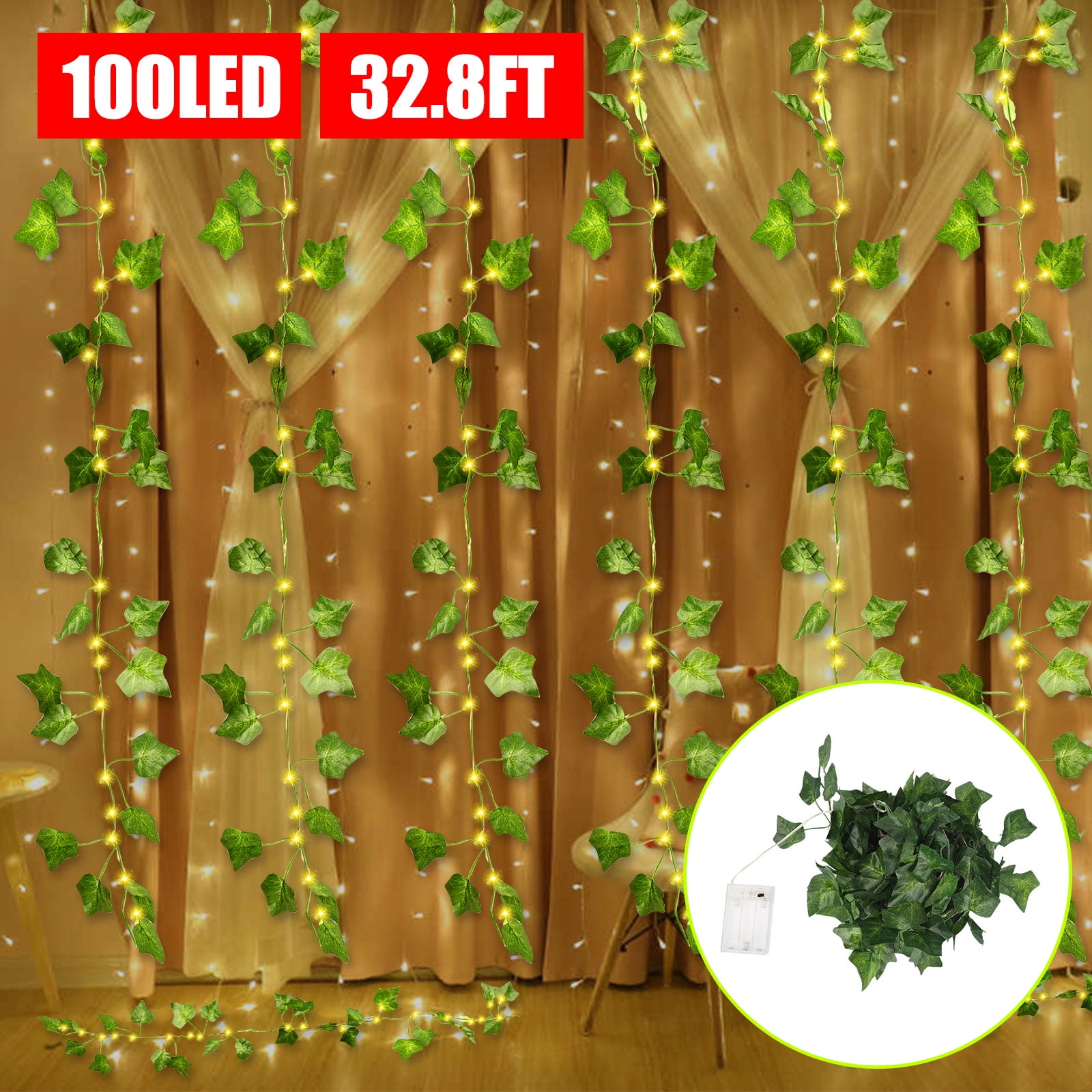 EEEkit 32.8ft Artificial Ivy Garland Fairy Light, Vine Fairy Lights