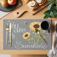 thumbnail image 2 of You Are My Sunshine Placemats Set of 4, Yellow Sunflowers Cute Bees Heart Grey Placemats for Dining Table, Place Mats for Kitchen Tabletop, Waterproof Wipeable Dining Table Mats Set, 2 of 9