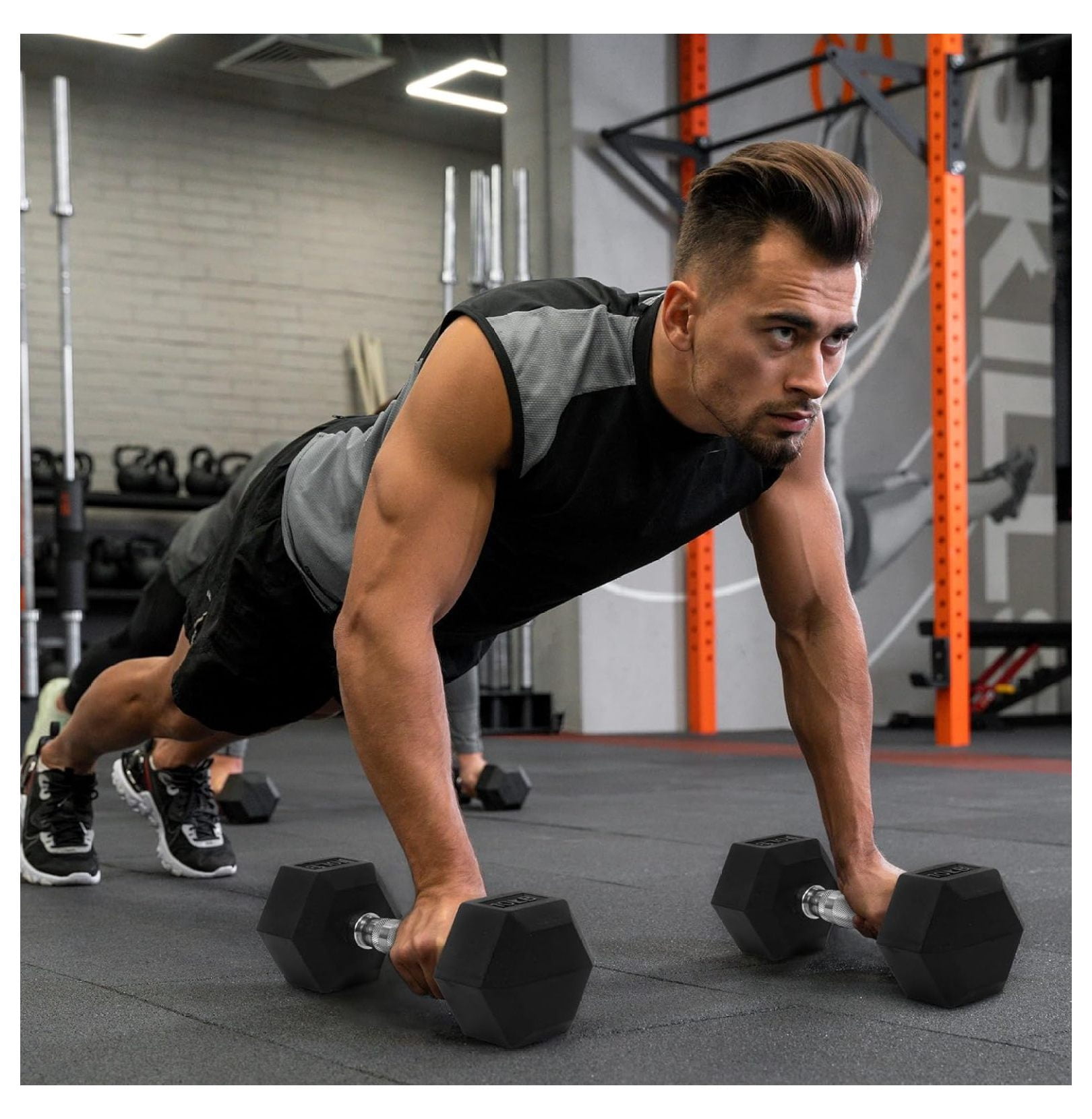 Rubber Encased Hex Dumbbells with Optional Rack, 10 15 20LB Pairs and 5, 10 and 15 Pairs Weight Sets for Home Gym