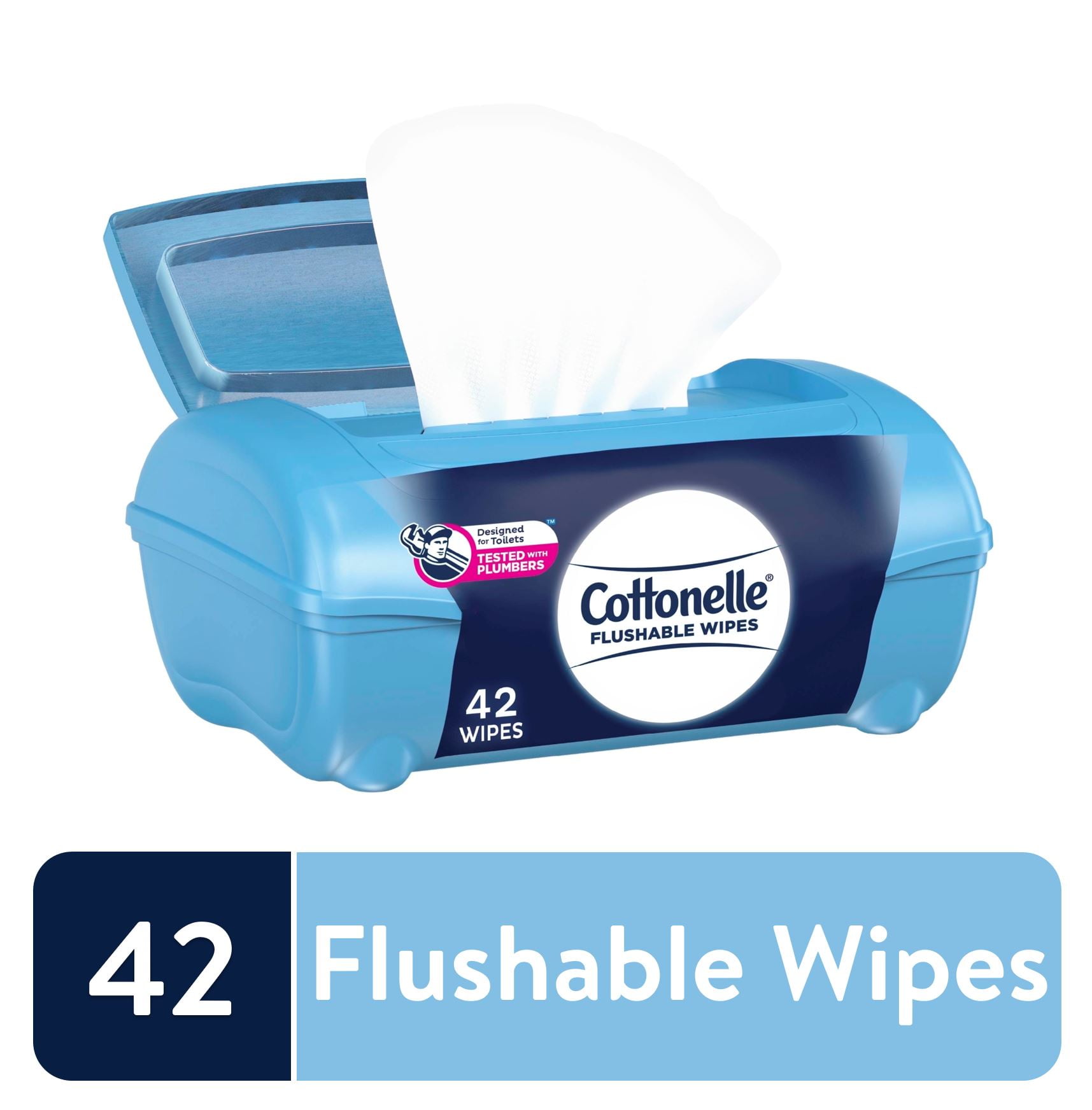Cottonelle Freshcare Flushable Wet Wipes, 1 Refillable Tub, 42 Total