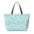 thumbnail image 2 of KLL Colorful Sweet Donuts Print Large Beach Tote Bag Women Waterproof Sandproof Zipper Beach Tote Bag for Pool Gym Grocery Travel with Wet Pocket, 2 of 7
