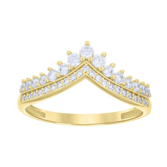 10kt Real Yellow Gold Womens Cubic-Zirconia Crown Fashion Ring