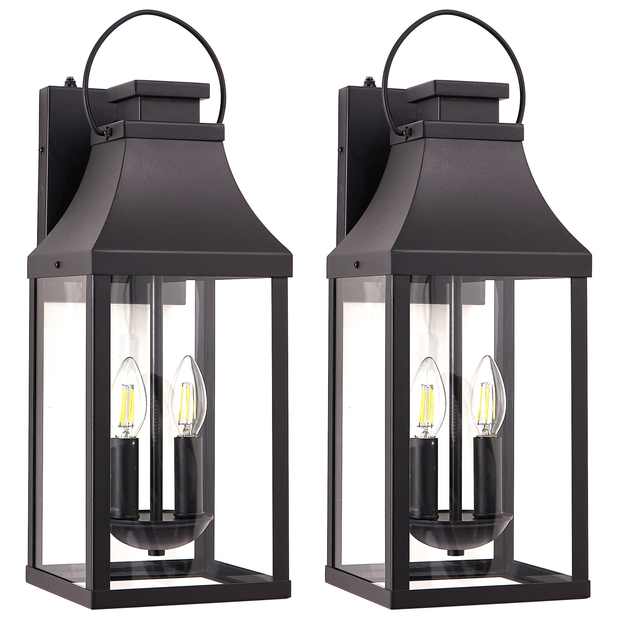 Leumius 2-Pack Outdoor Lighting Fixture, 20'' Large Porch Lights Outdoor Sconce Lights, 2-Light Black Exterior Lights for House Waterproof Outside Patio Lanterns for House Garage